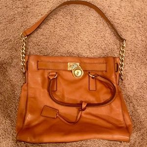 Michael Kors Hamilton cognac leather tote purse
